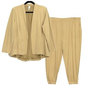 Wynne Layers Womens Suit Plus 3X‎ Tan Business Casual Outfit Jogger Pants Blazer